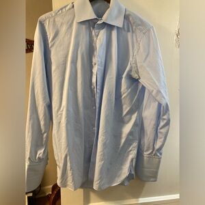 Light blue James Bond-style cocktail cuff dress shirt 15 slim fit